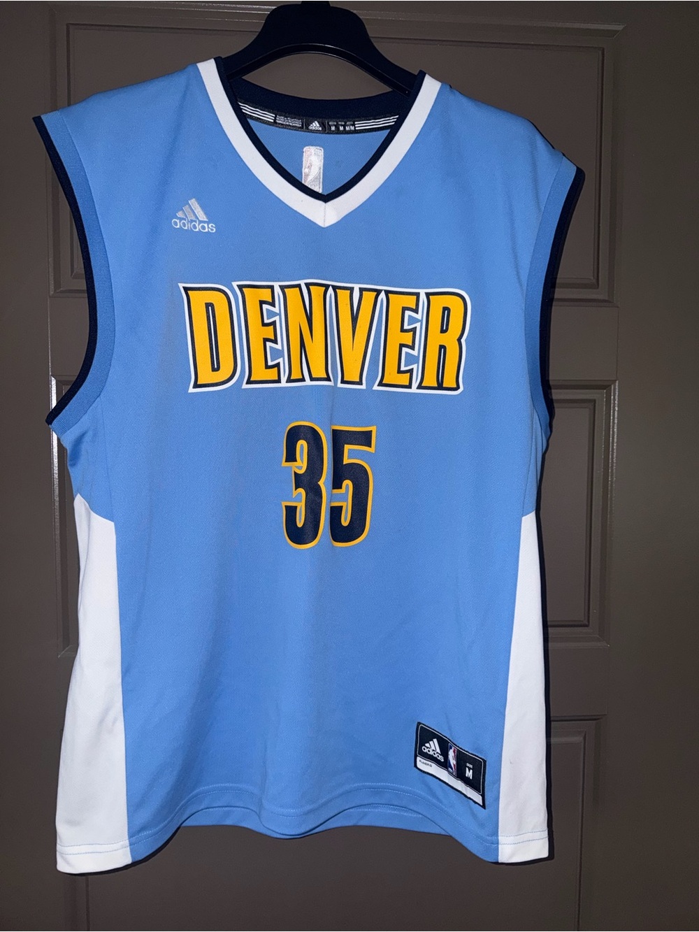 Adidas Denver Nuggets Basketball Jersey - Light Blue/White